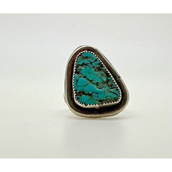 Sterling Silver Turquoise Men's Ring Bezel Set Southwestern Size 11.5 - Picture 2 of 6